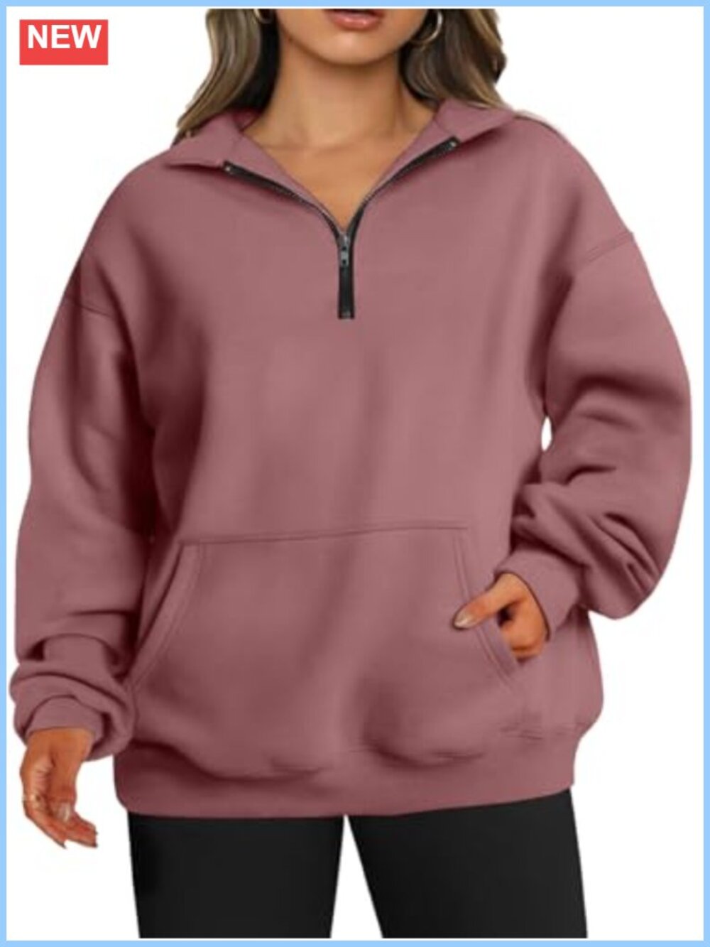 Plus Size Half Zip Sweatshirt Drop Shoulder Pullover Pockets